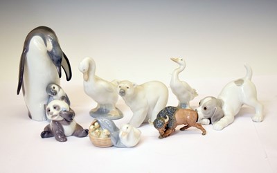 Lot 538 - Lladro - Group of seven porcelain animals and one Nao figures