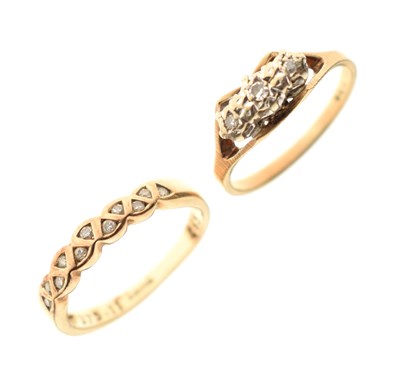 Lot 31 - Two 9ct gold diamond dress rings