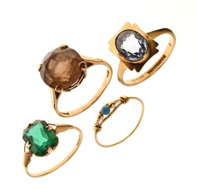 Lot 43 - Three 9ct gold dress rings