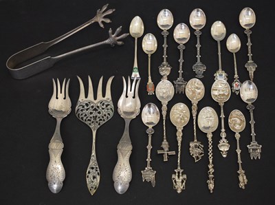 Lot 219 - Quantity of silver and white metal spoons, etc