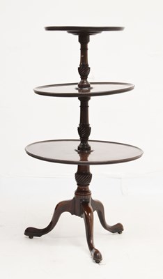 Lot 774 - George III mahogany three tier dumb waiter