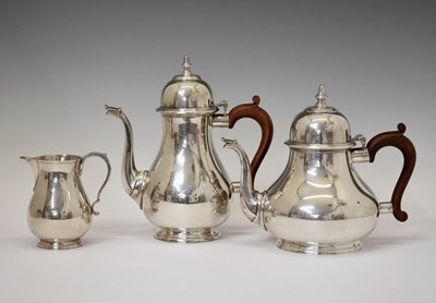 Lot 122 - Elizabeth II silver three-piece tea and coffee set