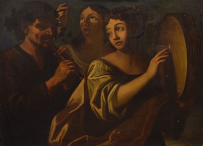 Lot 394 - Follower of Carlo Maratta, Italian, (1625-1713) - Oil on canvas - Musicians