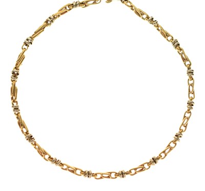 Lot 99 - 18ct  yellow and white gold fancy link necklace