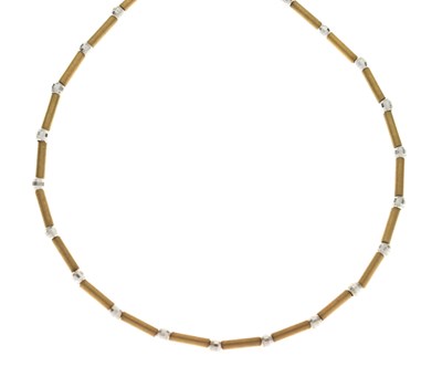 Lot 100 - Two-colour gold fancy link necklace