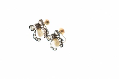 Lot 66 - Pair of Victorian pearl and diamond screw back earrings