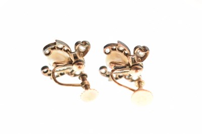 Lot 66 - Pair of Victorian pearl and diamond screw back earrings