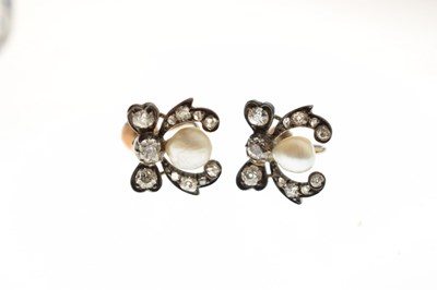 Lot 66 - Pair of Victorian pearl and diamond screw back earrings