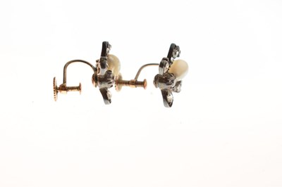 Lot 66 - Pair of Victorian pearl and diamond screw back earrings