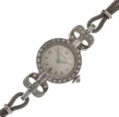 Lot 191 - Movado - Lady's platinum and diamond cased cocktail watch