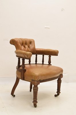 Lot 716 - Early 20th century button upholstered smoker's bow-type chair