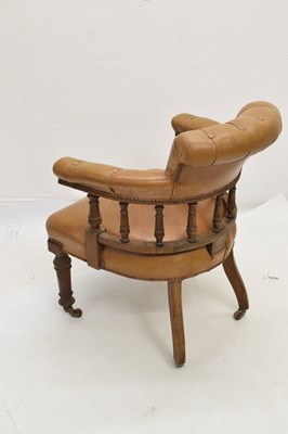 Lot 716 - Early 20th century button upholstered smoker's bow-type chair
