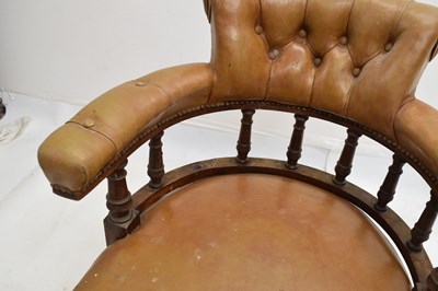 Lot 716 - Early 20th century button upholstered smoker's bow-type chair