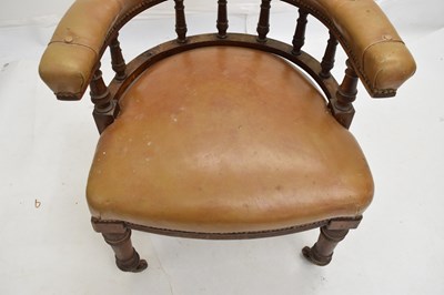 Lot 716 - Early 20th century button upholstered smoker's bow-type chair
