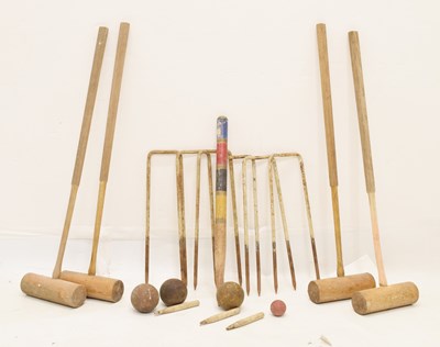 Lot 755 - Vintage croquet part set