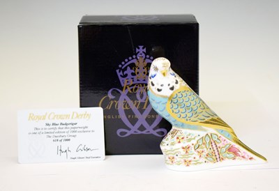 Lot 535 - Royal Crown Derby -  Limited edition paperweight - 'Sky Blue Budgerigar'