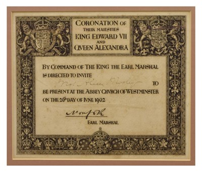 Lot 149 - Edward VII Coronation invitation (framed)