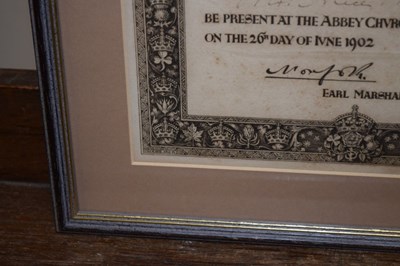 Lot 149 - Edward VII Coronation invitation (framed)