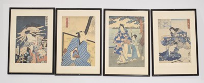 Lot 600 - Four Japanese woodblock prints to include Utagawa Kuniyoshi, etc