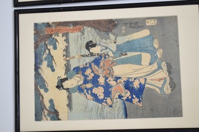 Lot 600 - Four Japanese woodblock prints to include Utagawa Kuniyoshi, etc