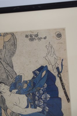 Lot 600 - Four Japanese woodblock prints to include Utagawa Kuniyoshi, etc