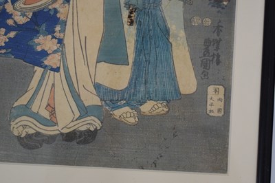 Lot 600 - Four Japanese woodblock prints to include Utagawa Kuniyoshi, etc