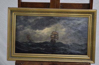 Lot 619 - Vivian Crome, (1842-1926) - Oil on canvas - Ships in a stormy sea
