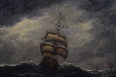 Lot 619 - Vivian Crome, (1842-1926) - Oil on canvas - Ships in a stormy sea