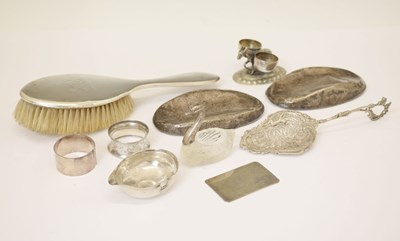 Lot 233 - Collection of silver and white metal items to include a Continental silver sifting spoon, etc