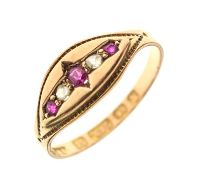 Lot 20 - Victorian 15ct gold ruby and diamond ring