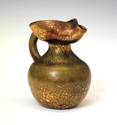 Lot 310 - Elton Ware (Clevedon) pottery ewer in a gold craquelure glaze