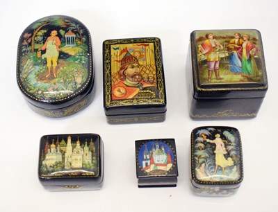 Lot 363 - Group of 20th century Russian lacquer boxes