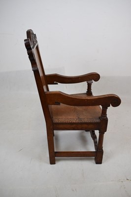 Lot 593 - Early 20th Century child's craftsman-made inlaid oak Wainscot chair