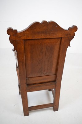 Lot 593 - Early 20th Century child's craftsman-made inlaid oak Wainscot chair