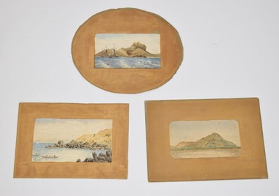 Lot 630 - Three 19th century watercolour studies of coastal landscapes