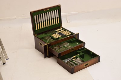 Lot 104 - George V cased part canteen of Old English pattern silver flatware