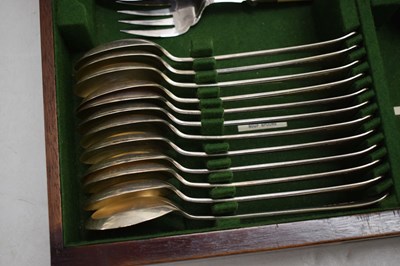Lot 104 - George V cased part canteen of Old English pattern silver flatware