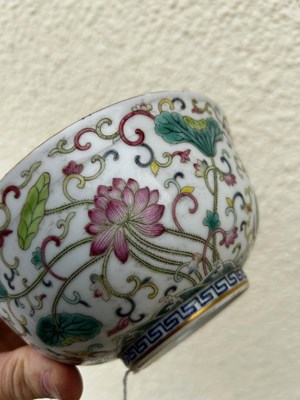 Lot 344 - Chinese Canton Famille Rose porcelain ‘Lotus’ bowl