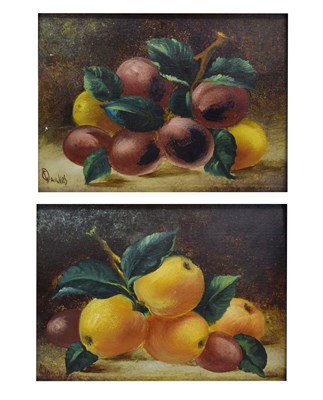 Lot 640 - C. Dawkes - Pair of oils on panel - Still life of fruit