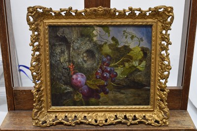 Lot 430 - Attributed to William H. Ward (fl.1850-1882) - Oil on canvas - Still life of fruit and birds nest