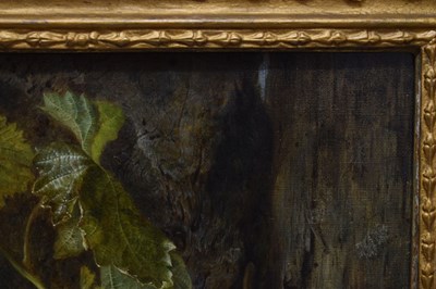 Lot 430 - Attributed to William H. Ward (fl.1850-1882) - Oil on canvas - Still life of fruit and birds nest