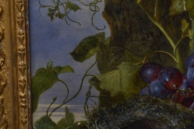 Lot 430 - Attributed to William H. Ward (fl.1850-1882) - Oil on canvas - Still life of fruit and birds nest