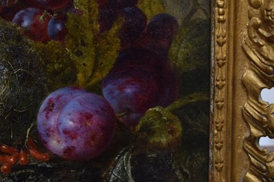 Lot 430 - Attributed to William H. Ward (fl.1850-1882) - Oil on canvas - Still life of fruit and birds nest