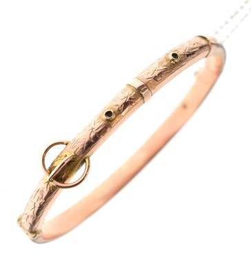 Lot 117 - Early 20th century 9ct rose gold 'belt buckle' bangle