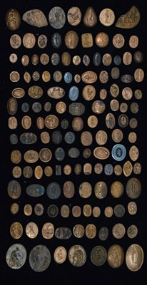 Lot 154 - Collection of approximately one hundred and thirty Grand Tour style cast metal intaglios