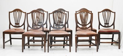 Lot 749 - Eight early 20th century mahogany Hepplewhite-style dining chairs