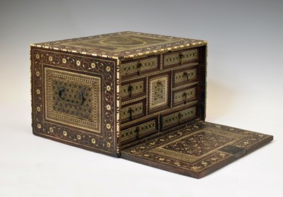 Lot 367 - 18th century Indian ivory-inlaid hardwood table cabinet