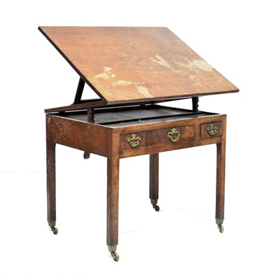 Lot 555 - Mid 18th century draughtsman's mahogany table