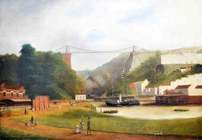 Lot 388 - Bartlett (19th century) - Clifton Suspension Bridge from Rownham Mead