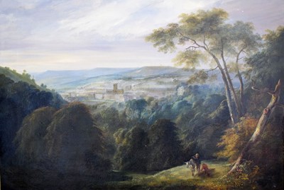 Lot 387 - 19th century British school - Oil on canvas, View of the City of Bath from the south-east